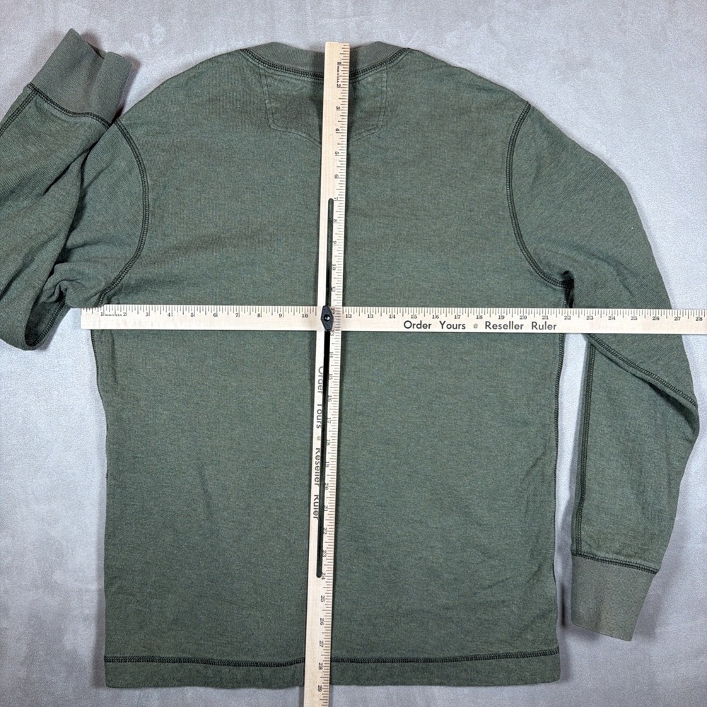 Eddie Bauer Heavyweight Henley Shirt Men's Large Green Long Sleeve Cotton - Picture 12 of 14